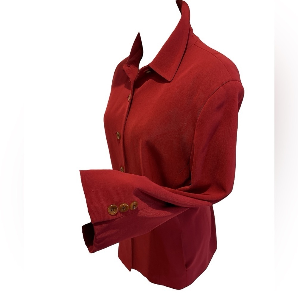 Y2K VALERIE STEVENS RUSSETT RED CREPE RELAXED FIT BLAZER LAGENLOOK PLUS SZ 16W - Picture 4 of 7